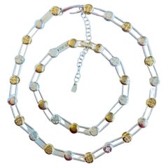 Givenchy Vintage Unisex Iconic Round Gold Silver Logo Interlocked Linked 2 Set