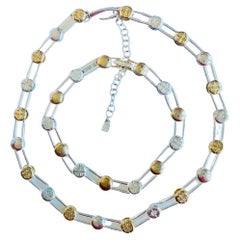 Givenchy Vintage Unisex Iconic Round Gold Silver Logo Interlocked Linked 2 Set