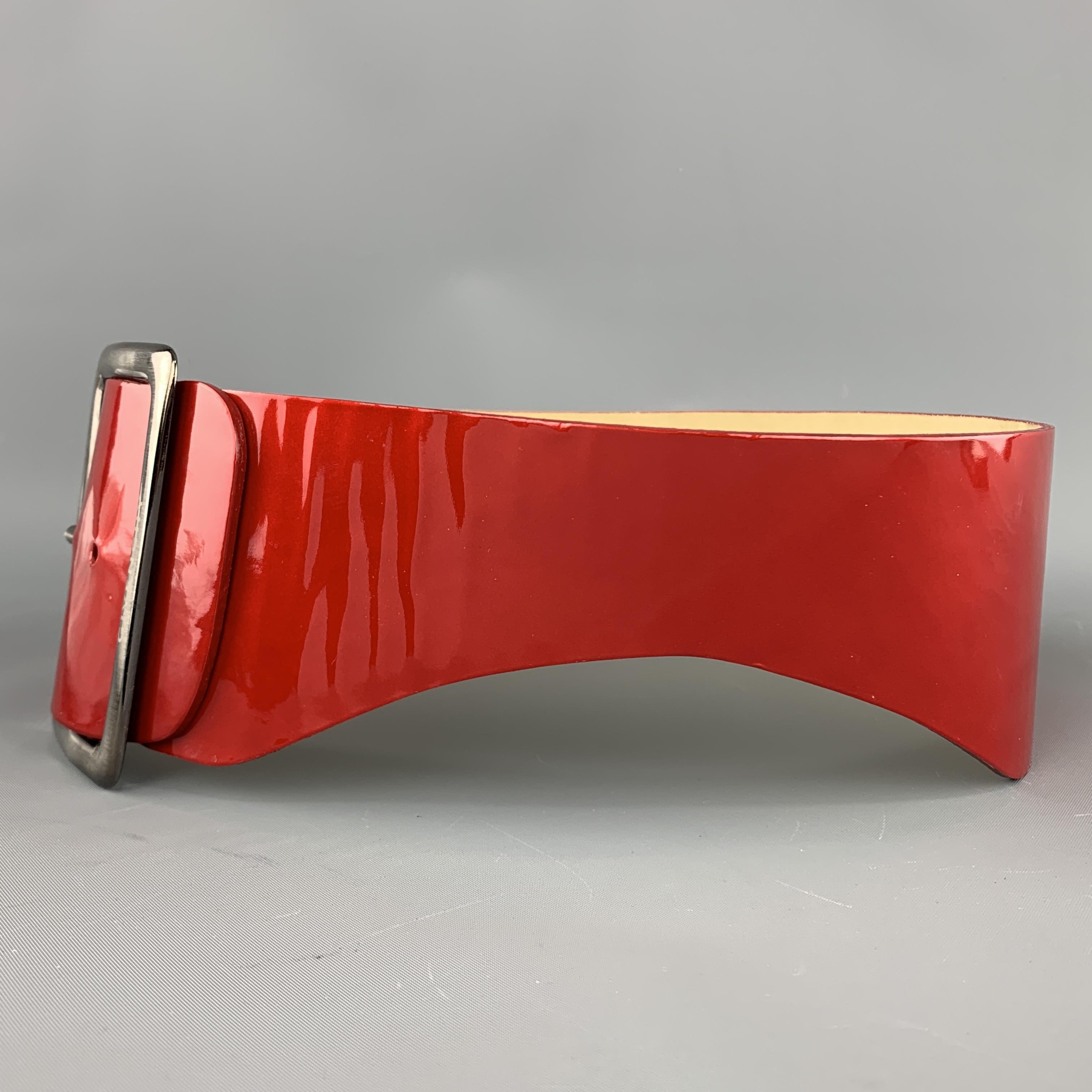 red patent leather belt