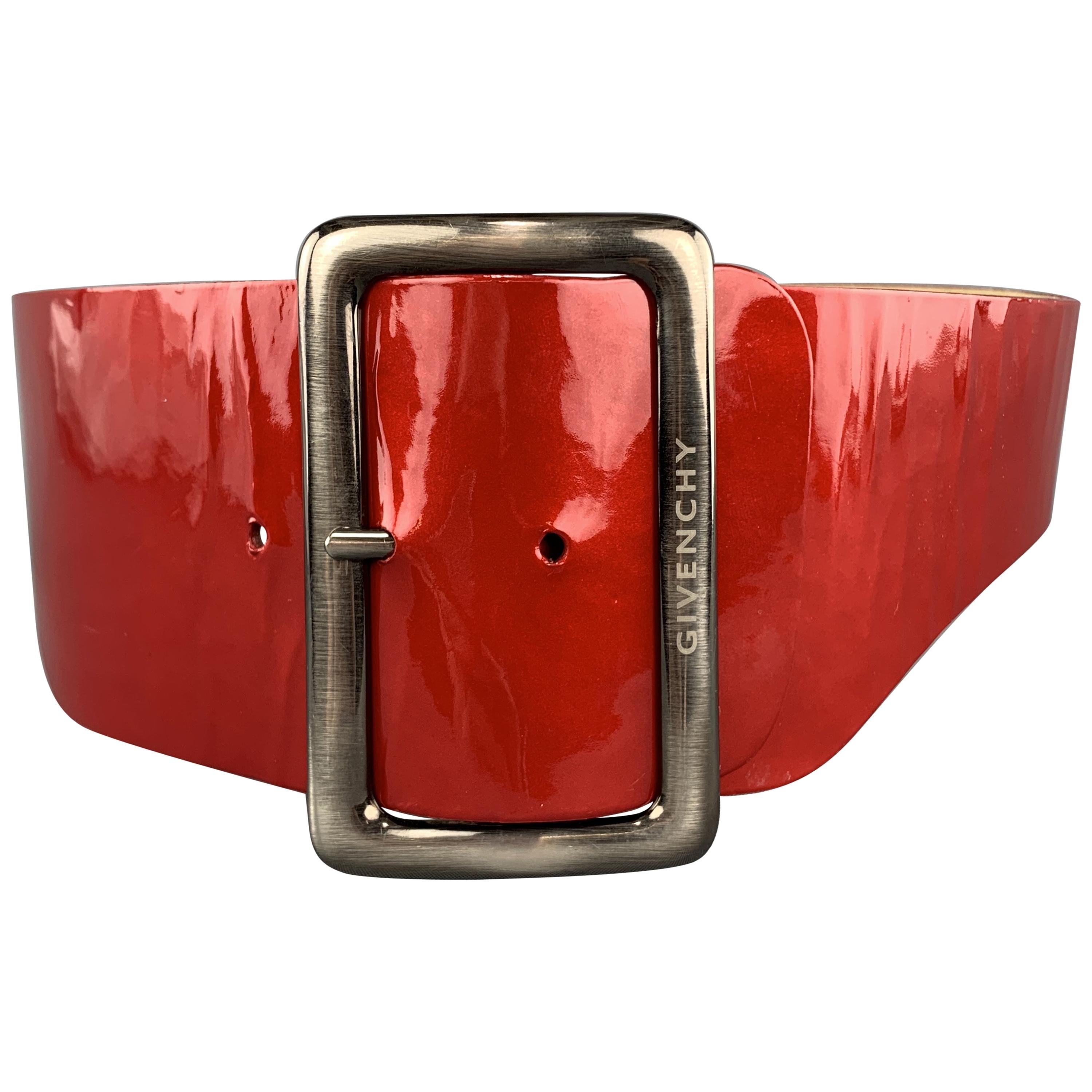 GIVENCHY Waist Size S Red Patent Leather Corset Waist Belt