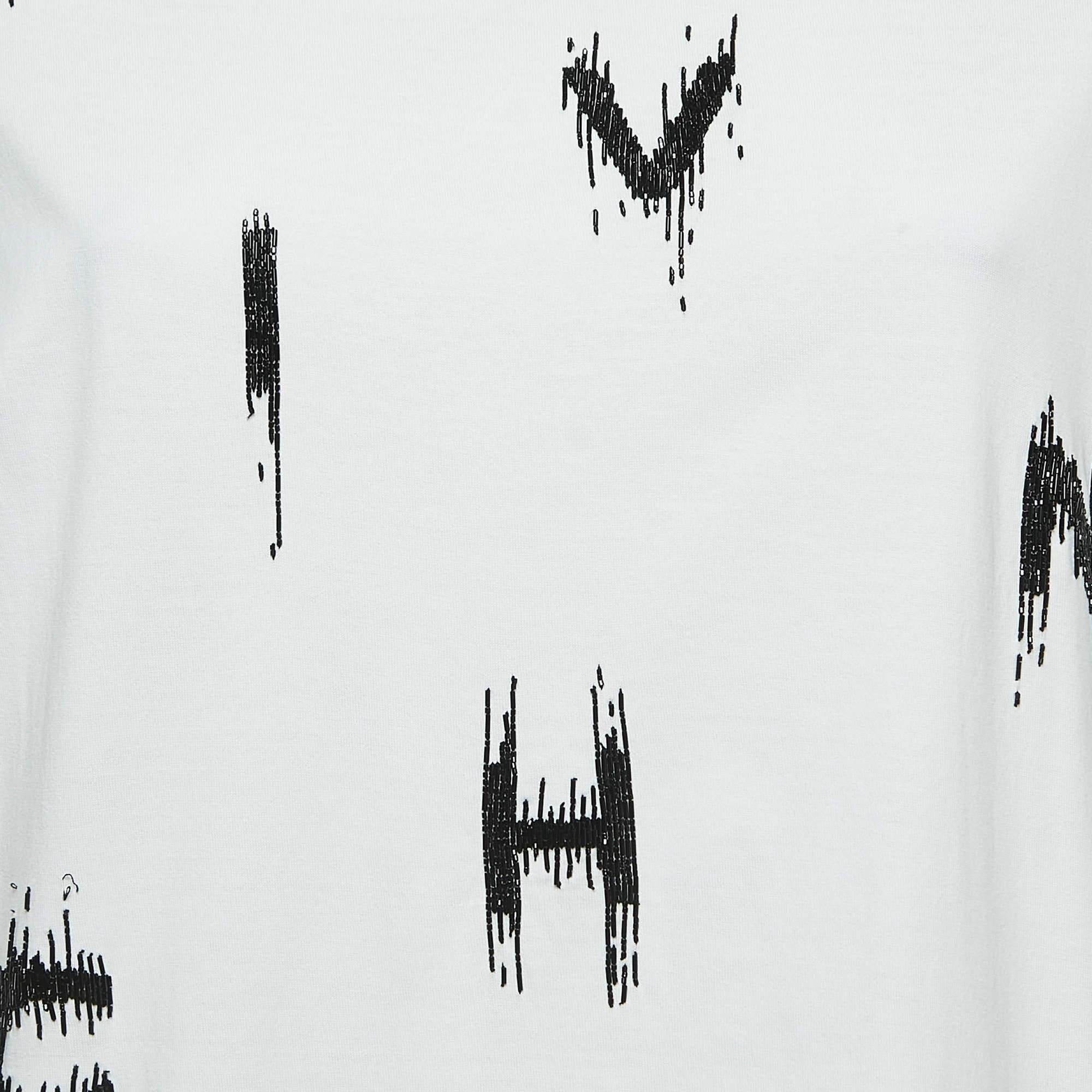 Gray Givenchy White Beaded Logo Cotton T-Shirt XS For Sale
