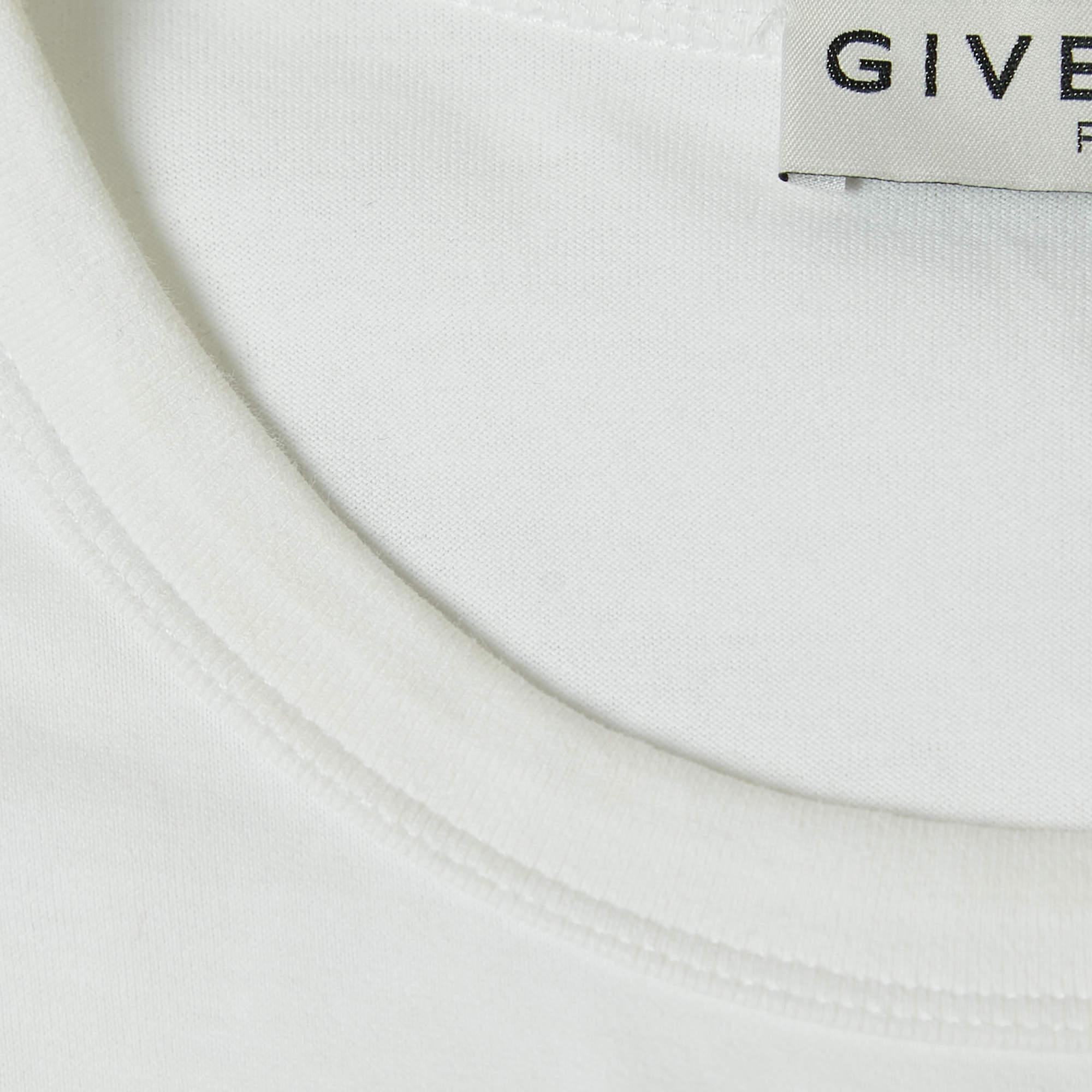 Women's Givenchy White Beaded Logo Cotton T-Shirt XS For Sale