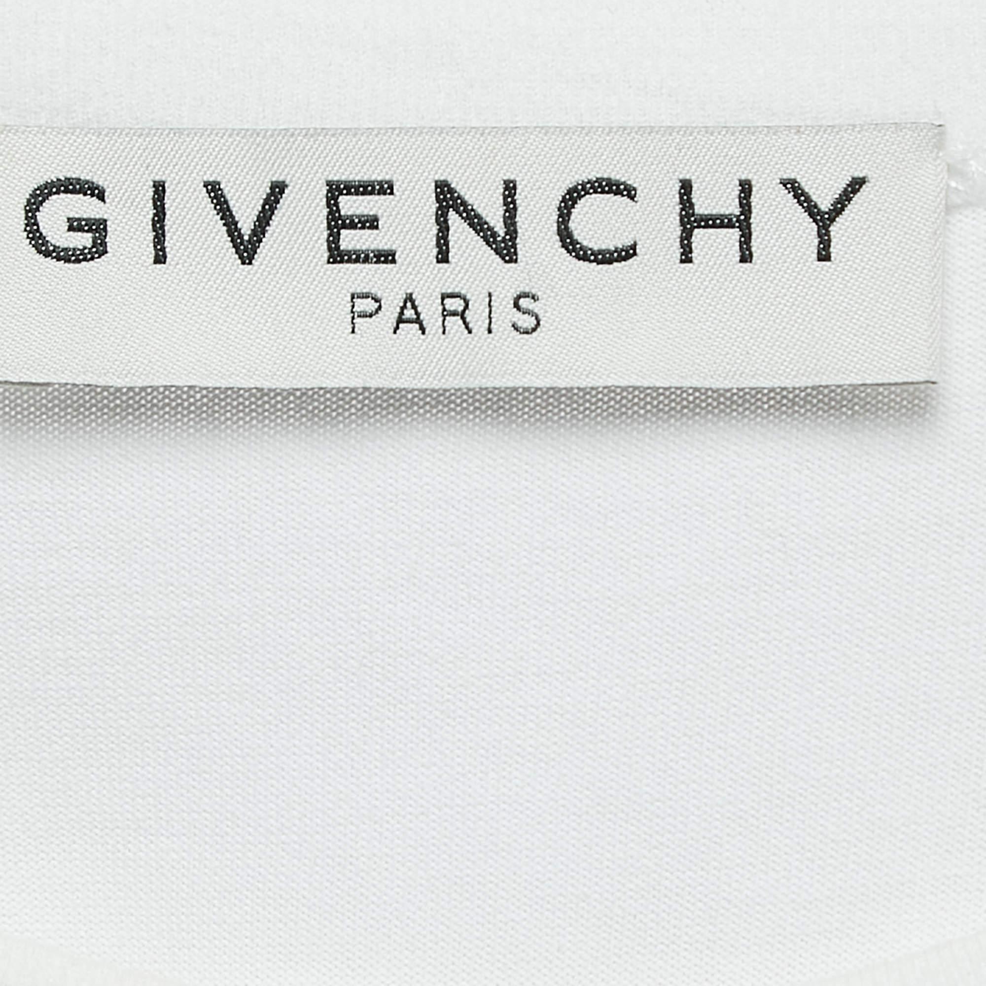 Givenchy White Beaded Logo Cotton T-Shirt XS For Sale 1