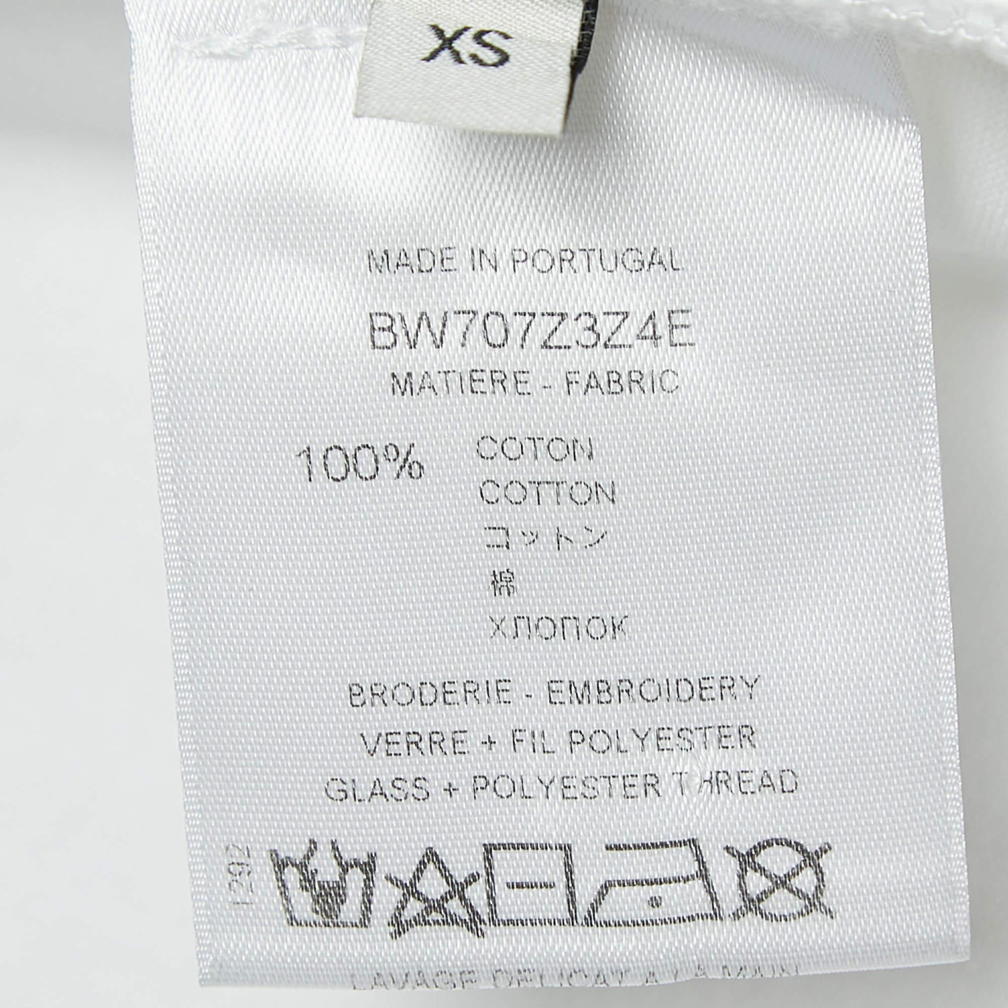 Givenchy White Beaded Logo Cotton T-Shirt XS For Sale 2