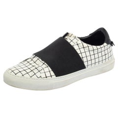 Used Givenchy White/Black Check Leather Urban Street Sneakers Size 38