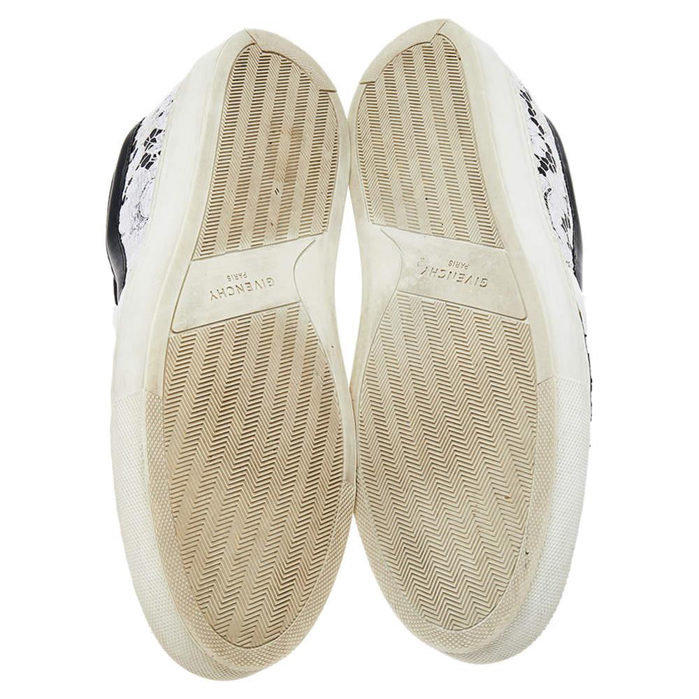 Givenchy White/Black Lace And Leather Slip on Sneakers Size 41 1