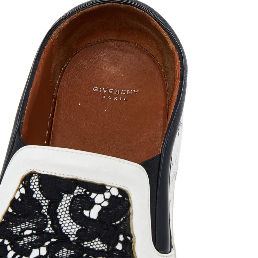 Givenchy White/Black Lace And Leather Slip on Sneakers Size 41 2