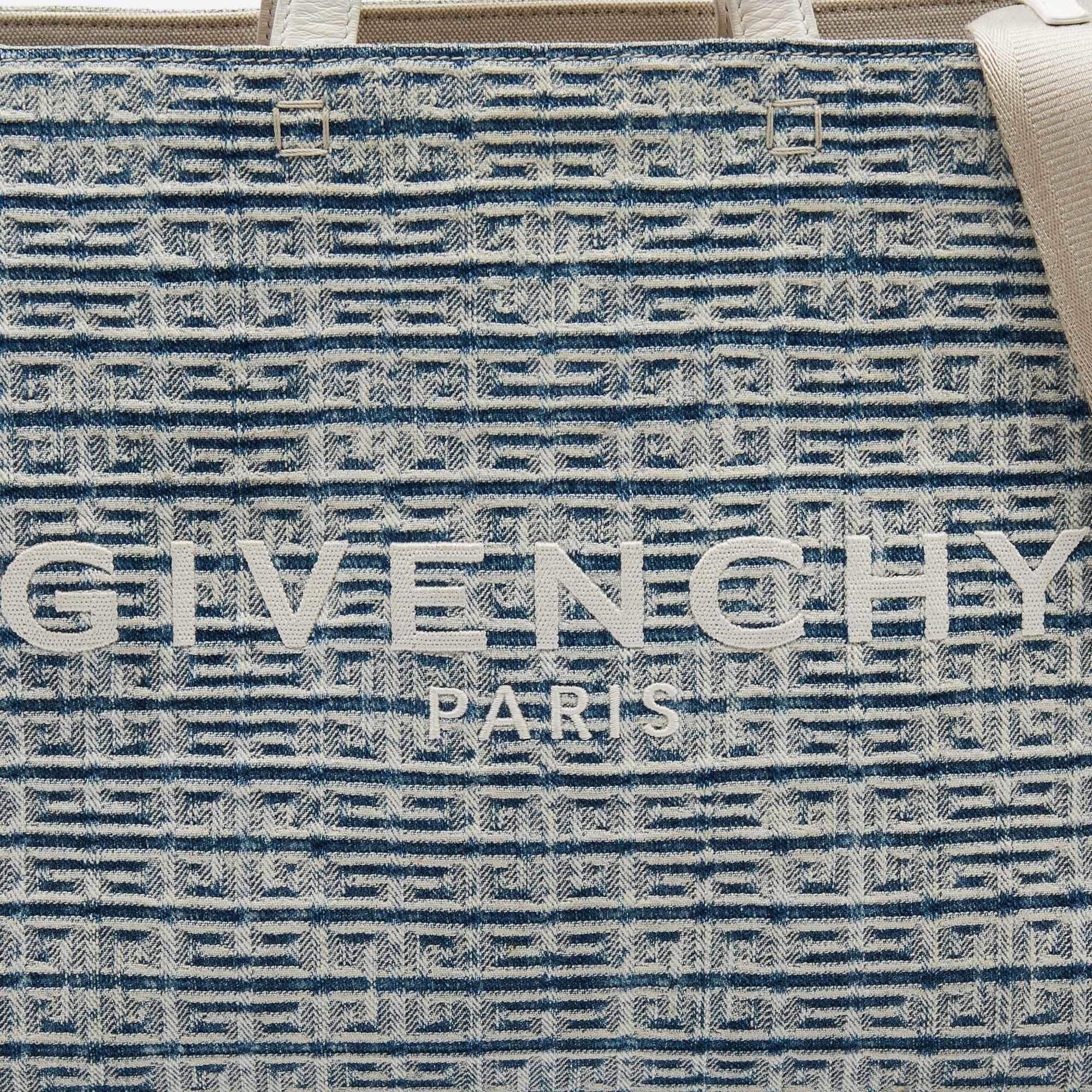 Givenchy White/Blue Monogram Denim Medium G Shopper Tote 6