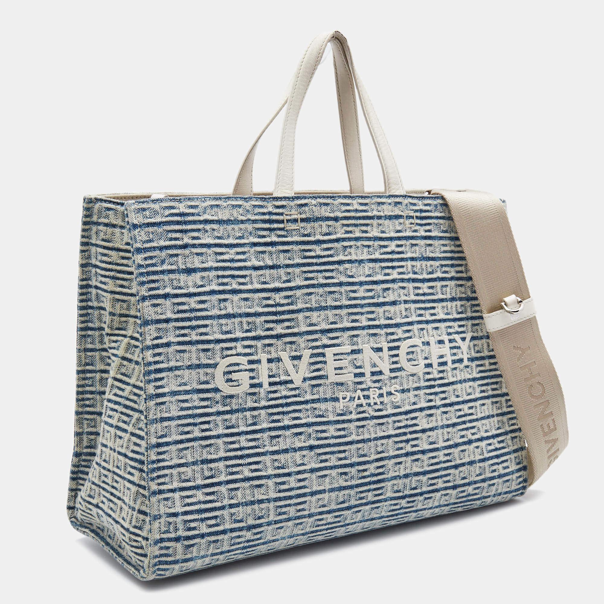 Givenchy White/Blue Monogram Denim Medium G Shopper Tote 5