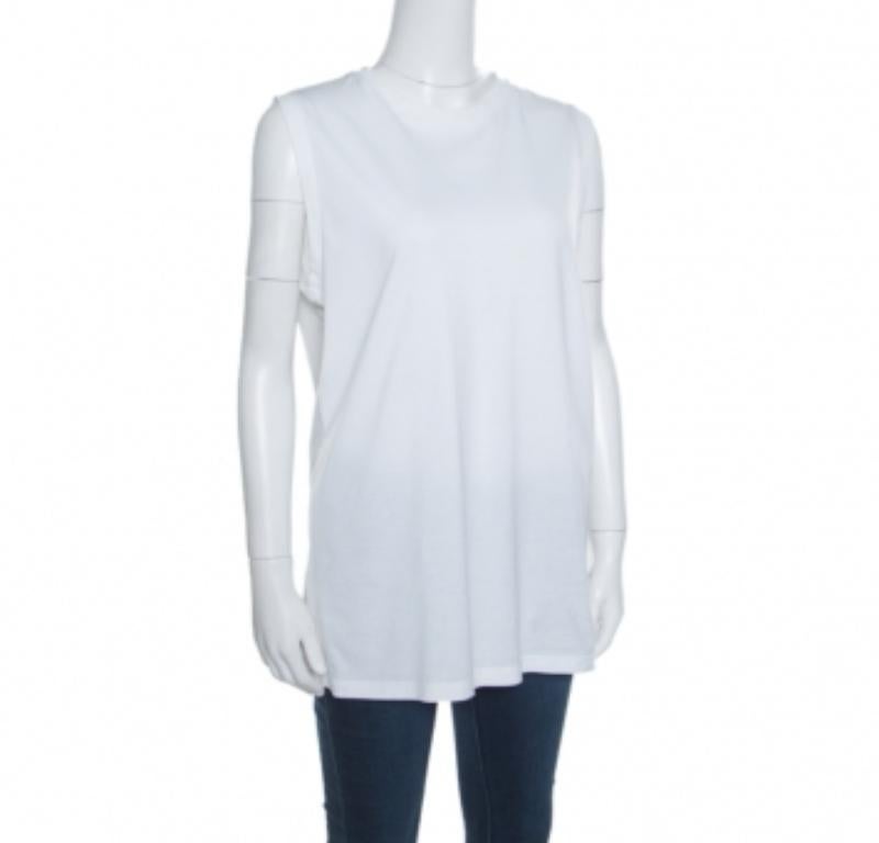 Gris T-shirt sans manches Givenchy blanc en coton imprimé avec tressage XS en vente