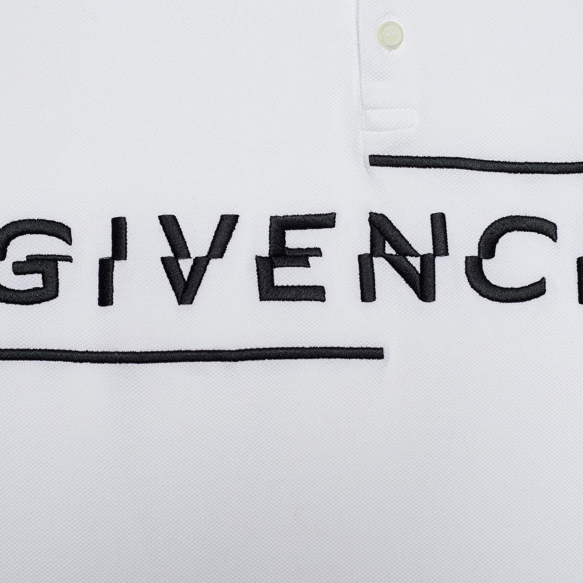 Gray Givenchy White Cotton Logo Detail Polo T-Shirt S