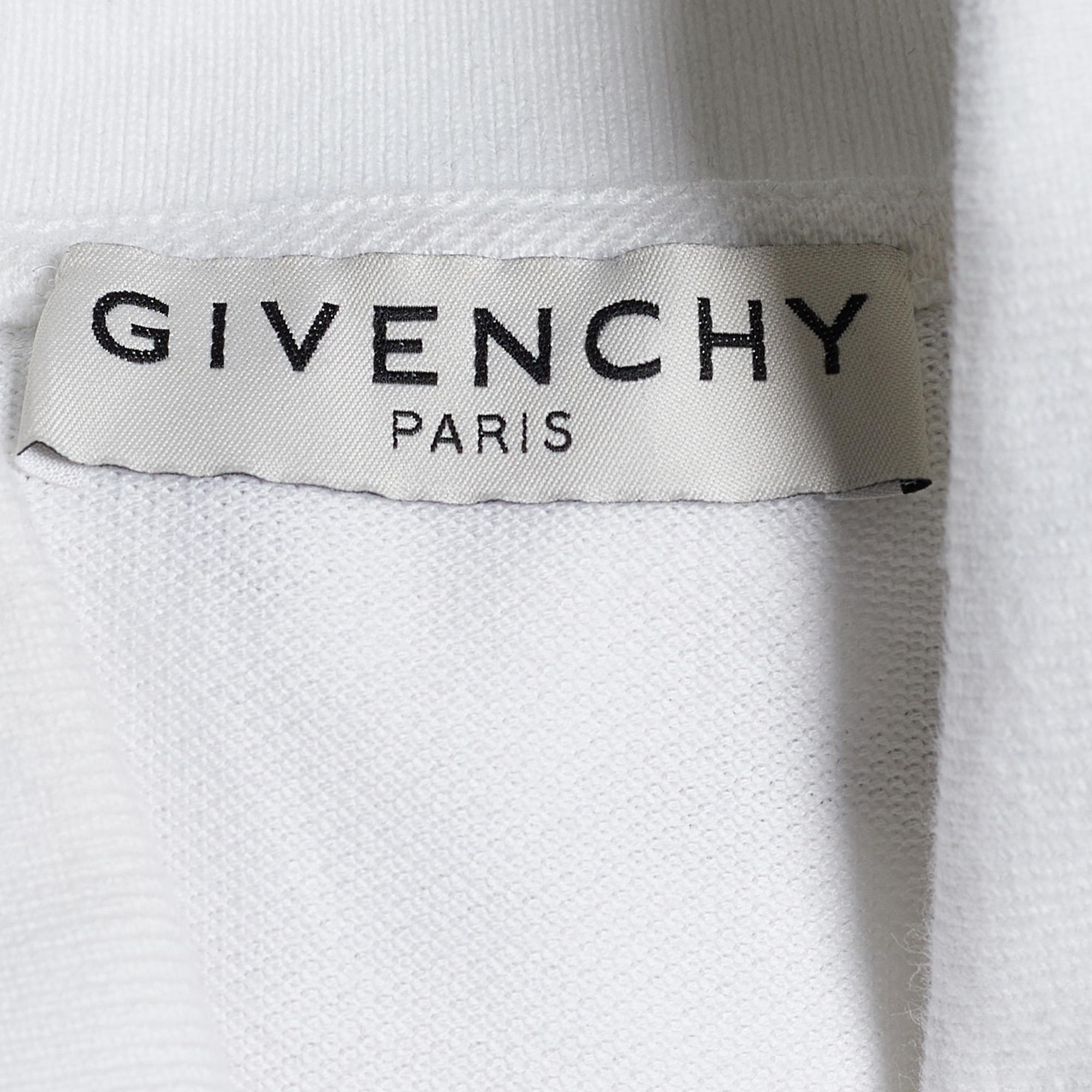 Givenchy White Cotton Logo Detail Polo T-Shirt S In Good Condition In Dubai, Al Qouz 2