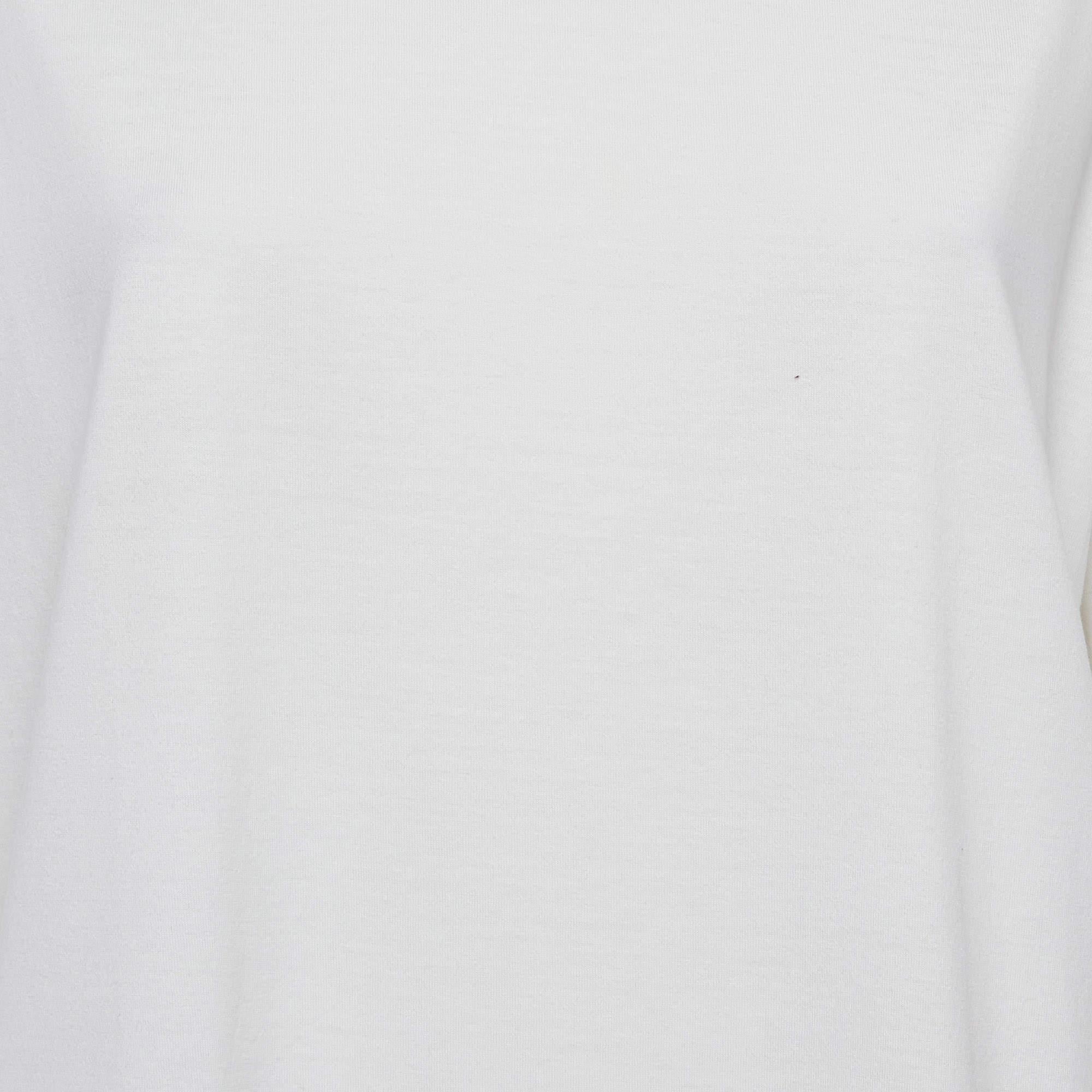 Gray Givenchy White Cotton Logo Printed Crew Neck T-Shirt M For Sale