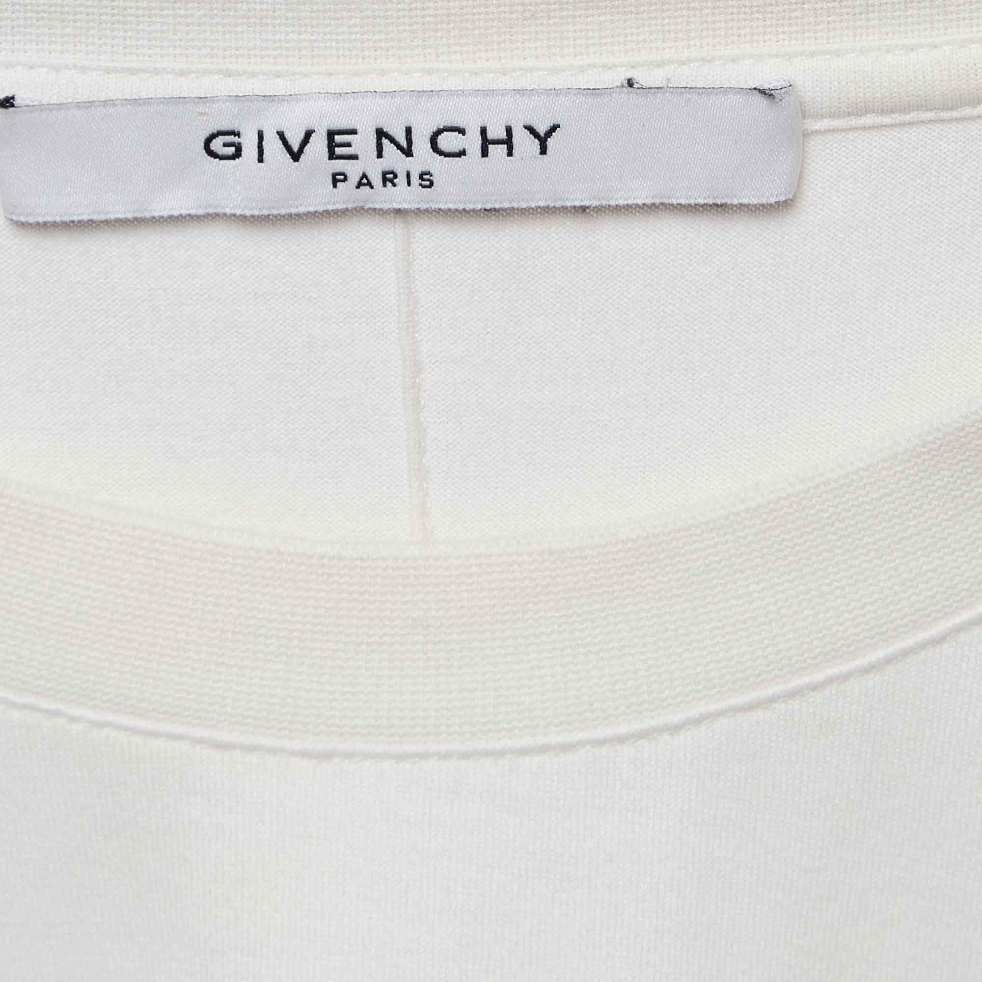 Givenchy White Cotton Logo Printed Crew Neck T-Shirt M In Good Condition For Sale In Dubai, Al Qouz 2