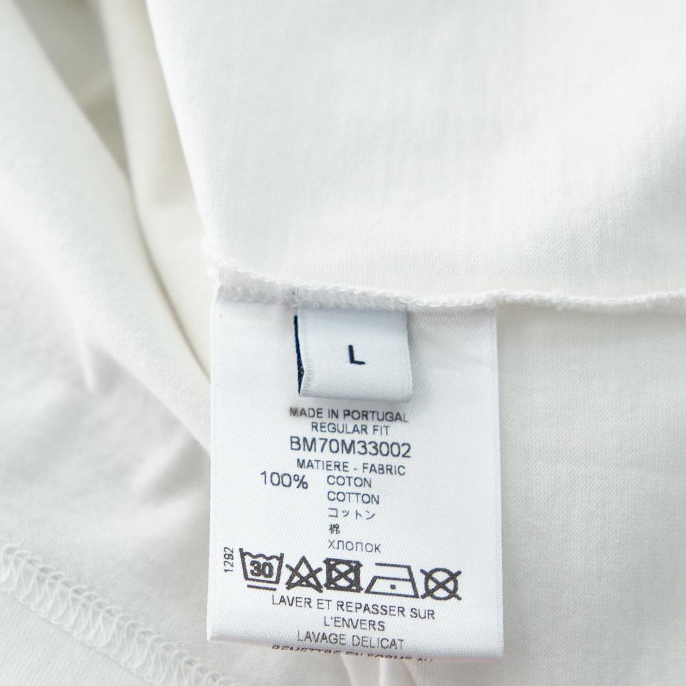 Gray Givenchy White Cotton Logo Printed Crewneck Distressed T-Shirt L