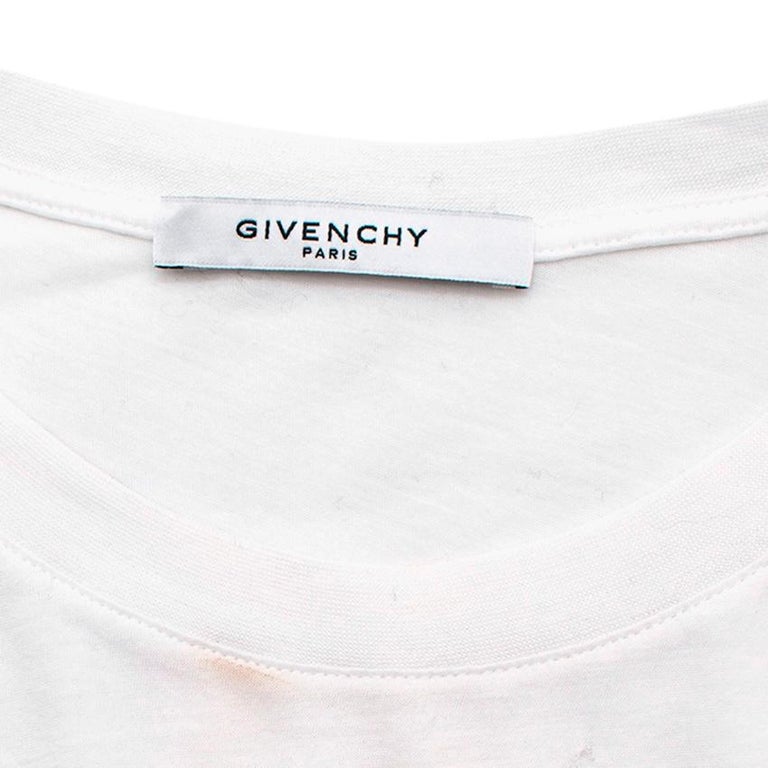 Givenchy White Distressed Logo Printed T-Shirt at 1stDibs