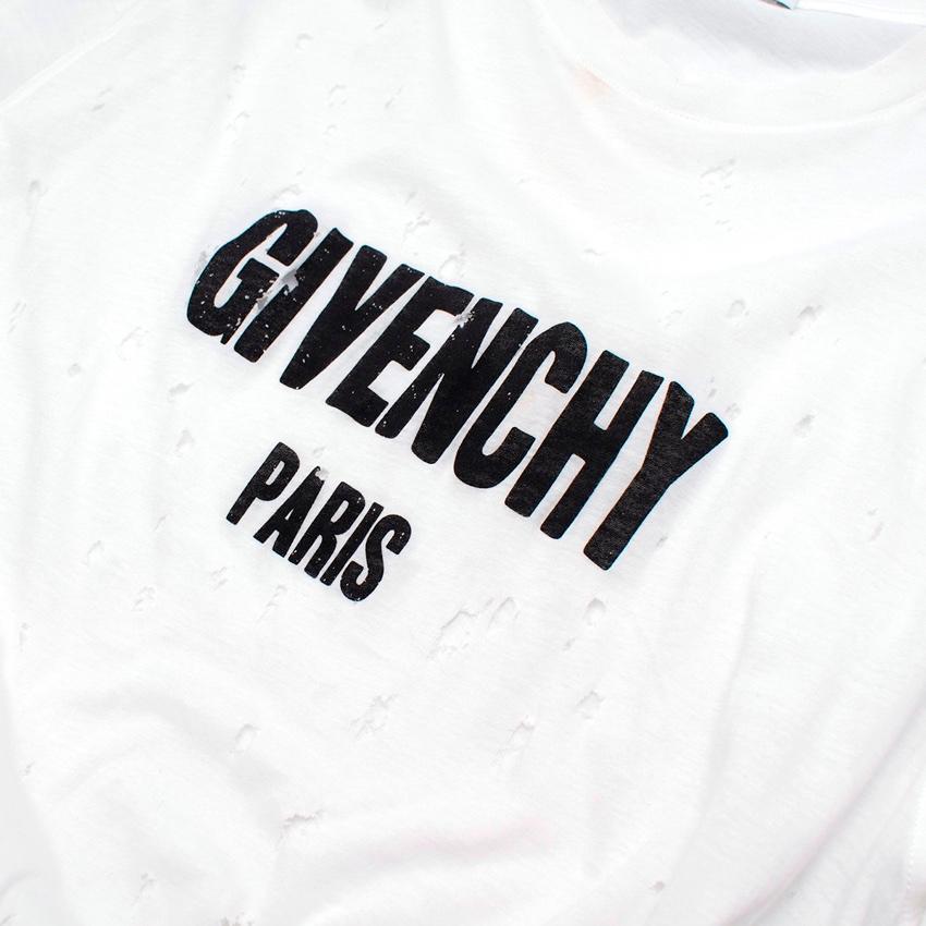 Gray Givenchy White Distressed Logo Printed T-Shirt