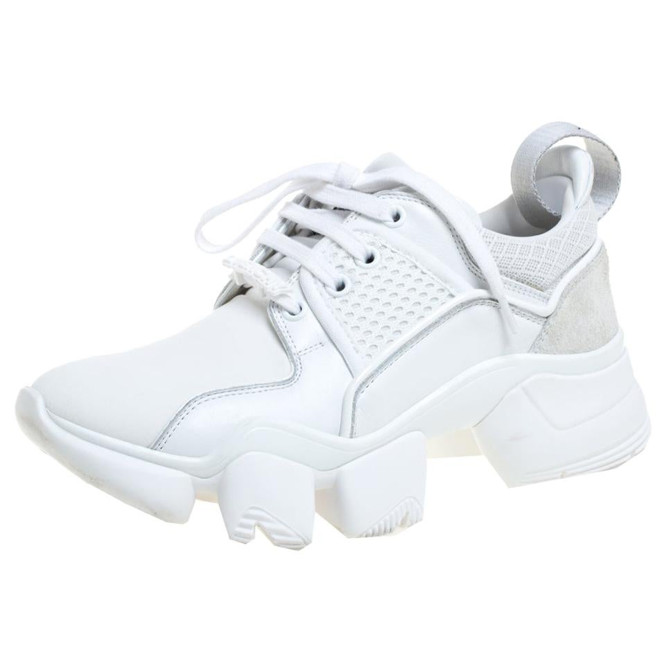 Givenchy White Fabric, Leather And Mesh Jaw Chunky Sneakers Size 36