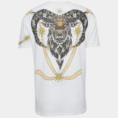 Givenchy White Goat Print Cotton Knit Crew Neck T-Shirt XS