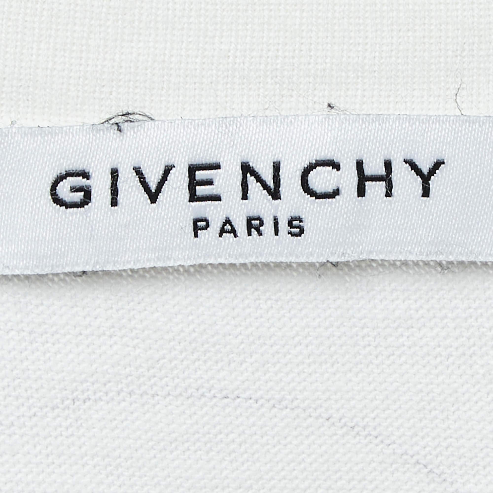 Givenchy Weißes T-Shirt aus Baumwollstrick mit Ziegendruck und Rundhalsausschnitt XS im Zustand „Gut“ im Angebot in Dubai, Al Qouz 2