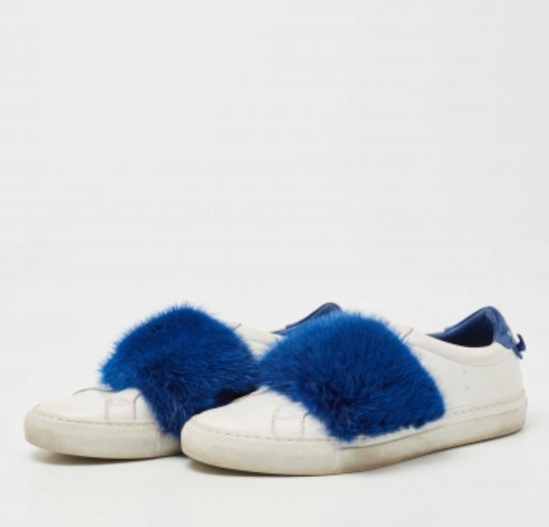 Low Top Givenchy Blanco Piel y Visón  Zapatillas talla 36.5 Gris en venta