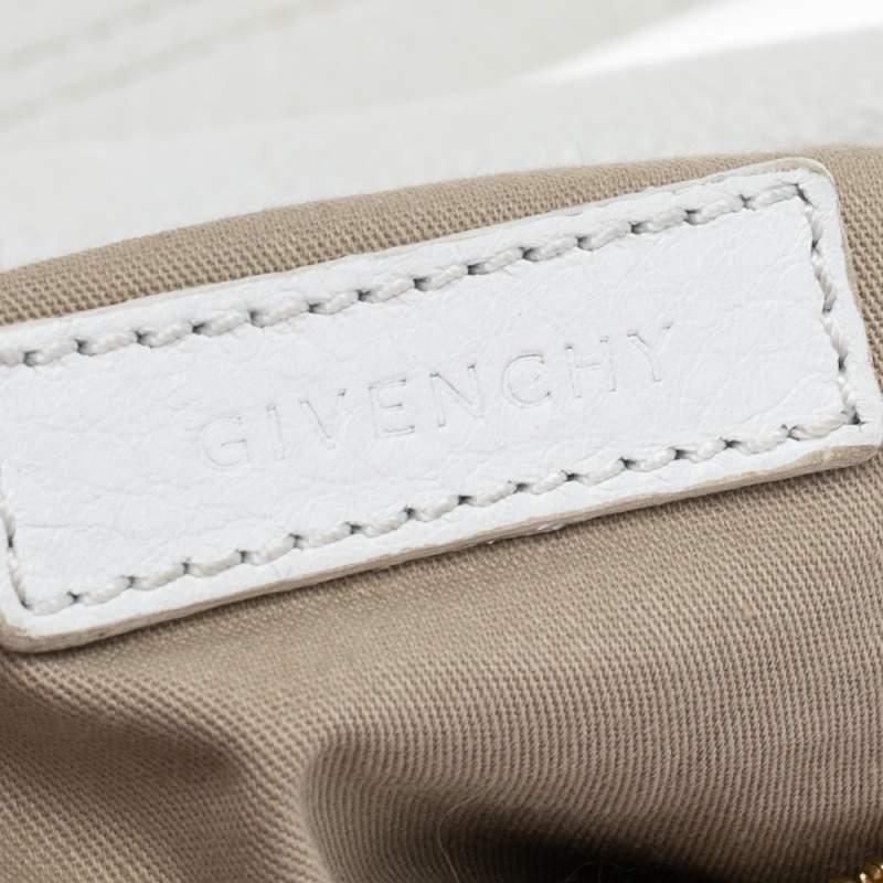 Givenchy White Leather East West Buckle Top Handle Bag For Sale 5