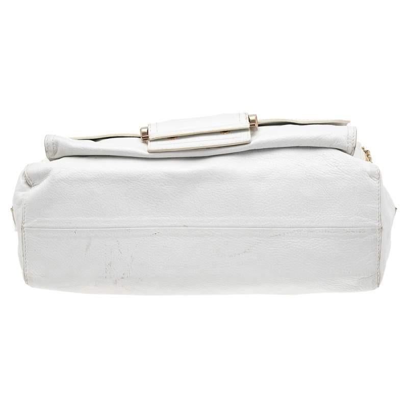 Women's Givenchy White Leather East West Buckle Top Handle Bag For Sale