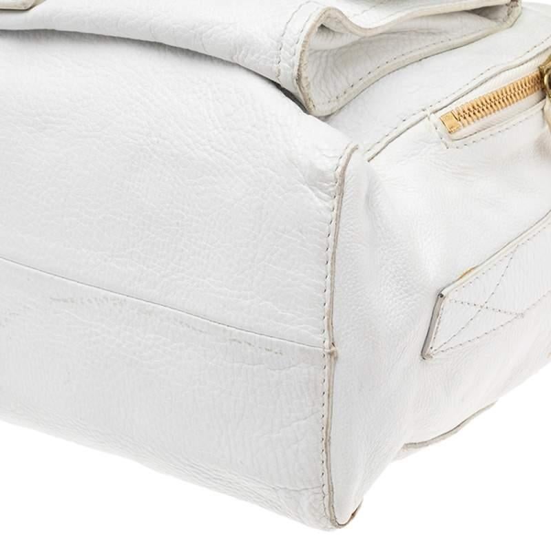 Givenchy White Leather East West Buckle Top Handle Bag For Sale 2