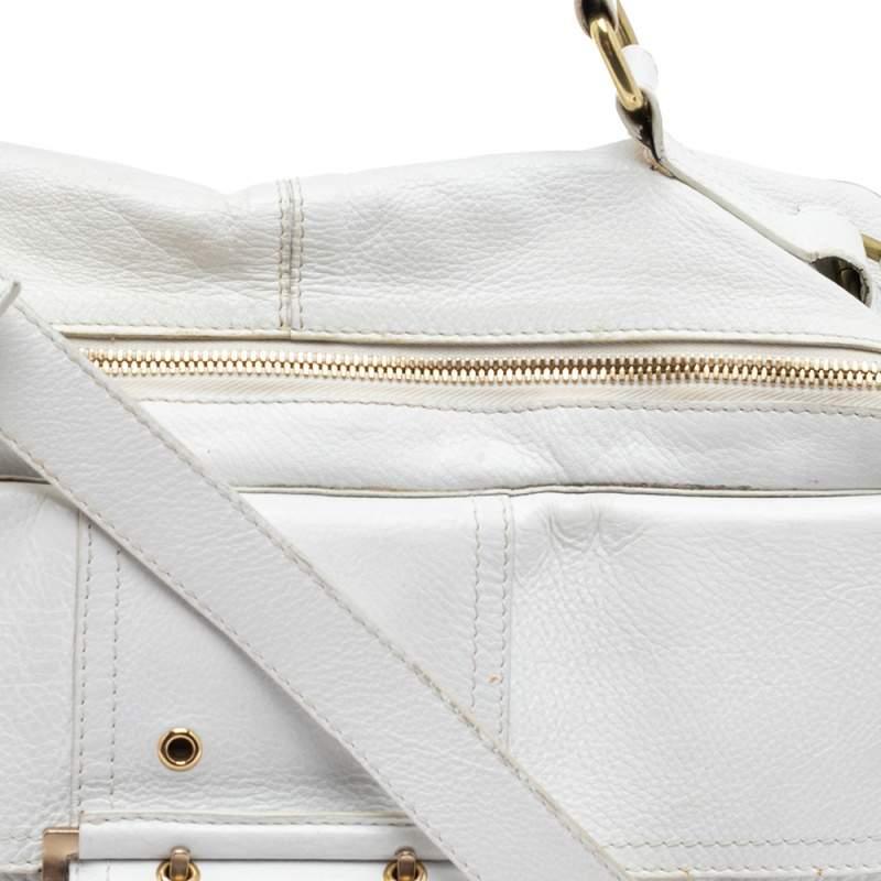 Givenchy White Leather East West Buckle Top Handle Bag For Sale 3