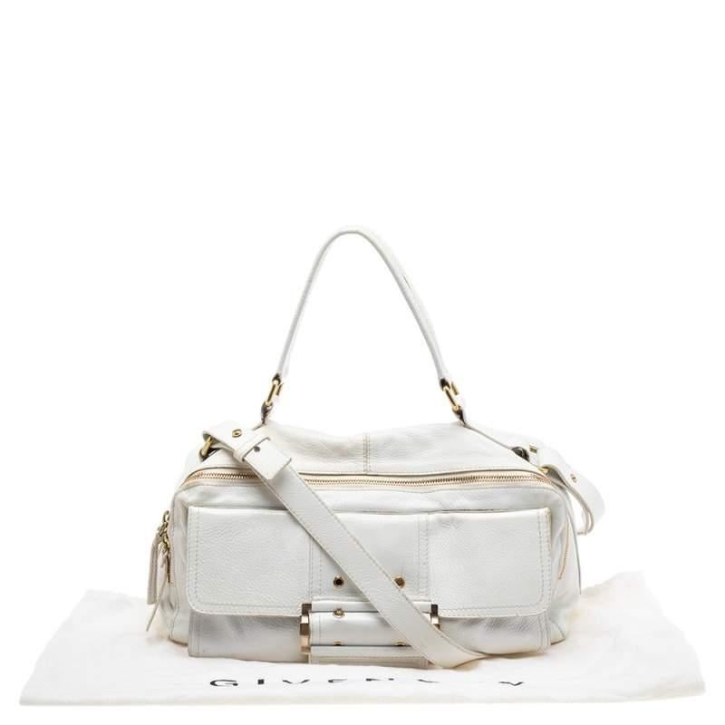 Givenchy White Leather East West Buckle Top Handle Bag For Sale 4