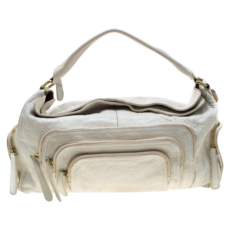 Givenchy White Leather Multiple Zip Shoulder Bag For Sale