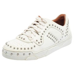 Used Givenchy White Leather Studded Tyson Low Top Sneakers Size 38