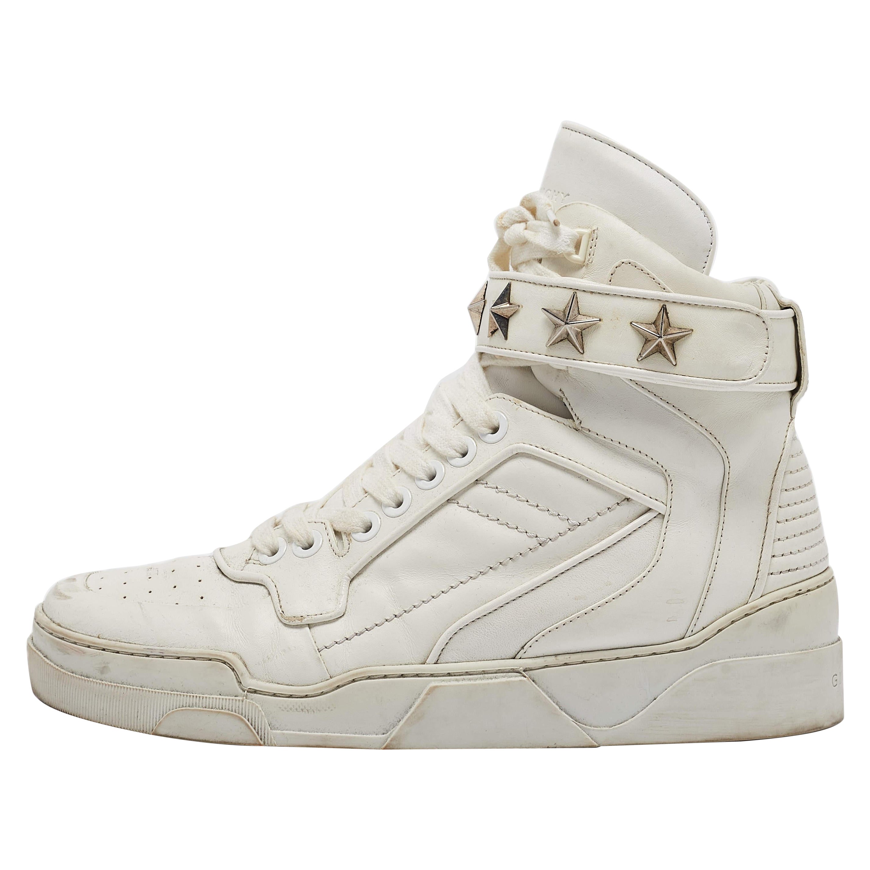 Givenchy White Leather Tyson High Top Sneakers Size 44