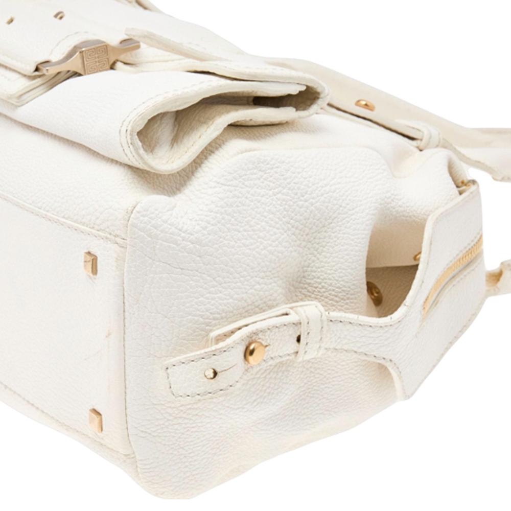Givenchy White Leather Zip Satchel For Sale 5