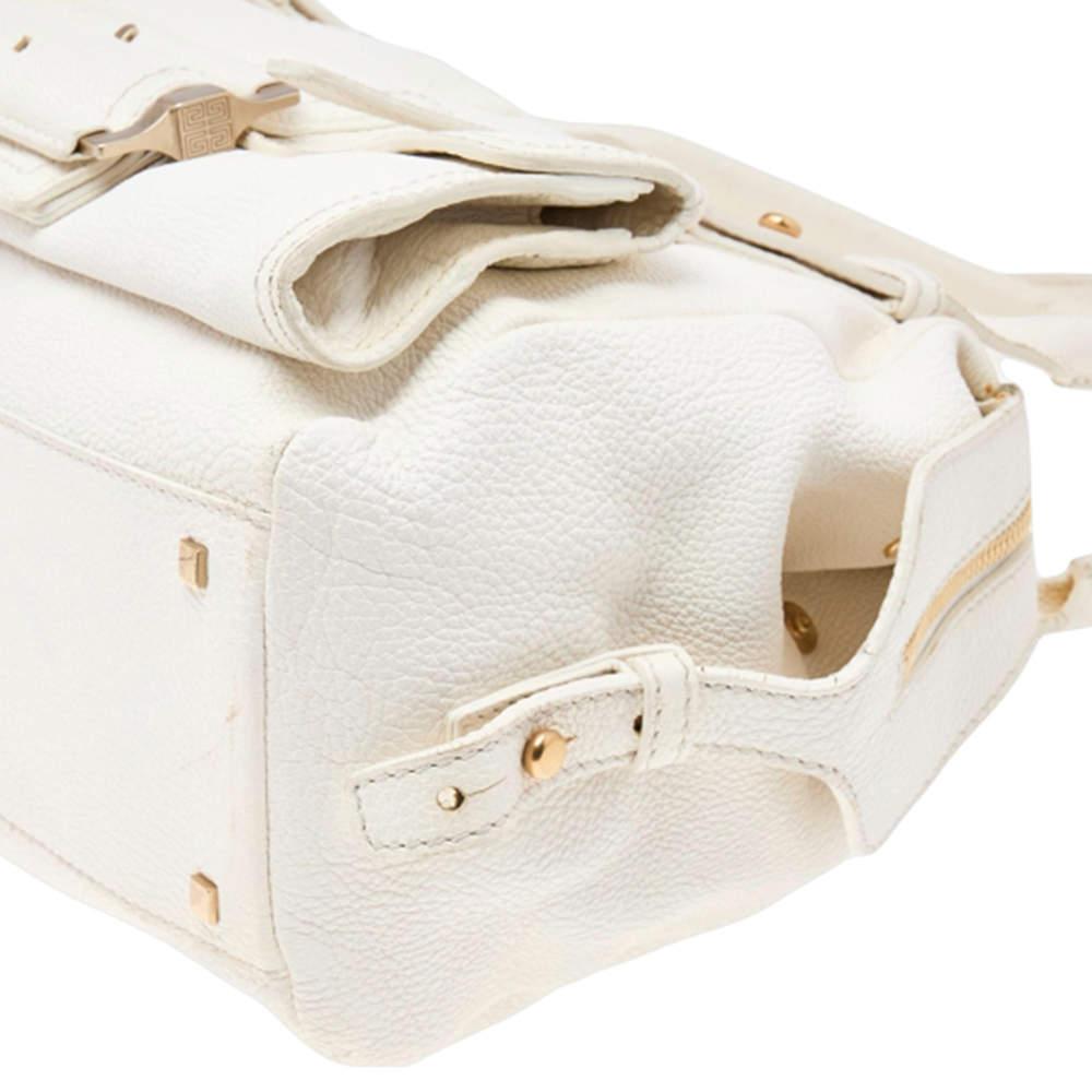 Givenchy White Leather Zip Satchel For Sale 6