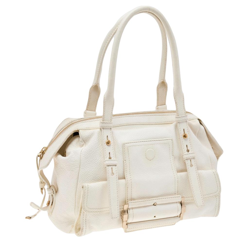 Women's Givenchy White Leather Zip Satchel For Sale