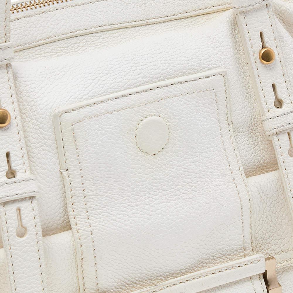 Givenchy White Leather Zip Satchel For Sale 2
