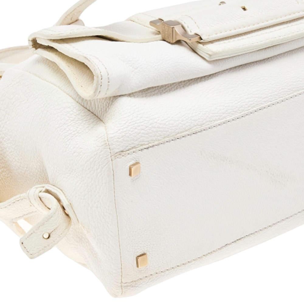 Givenchy White Leather Zip Satchel For Sale 5