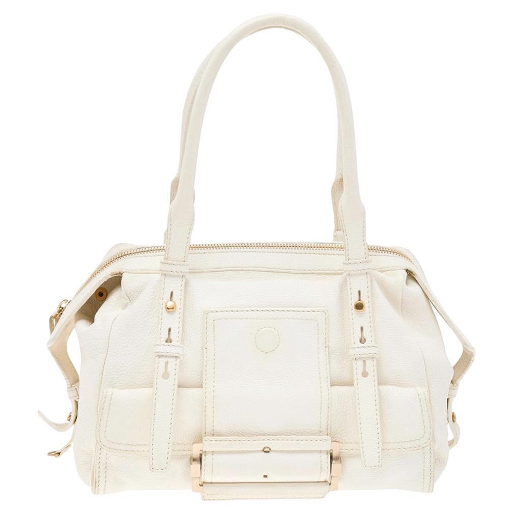 Givenchy White Leather Zip Satchel For Sale