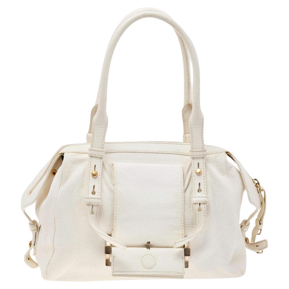 Givenchy White Leather Zip Satchel