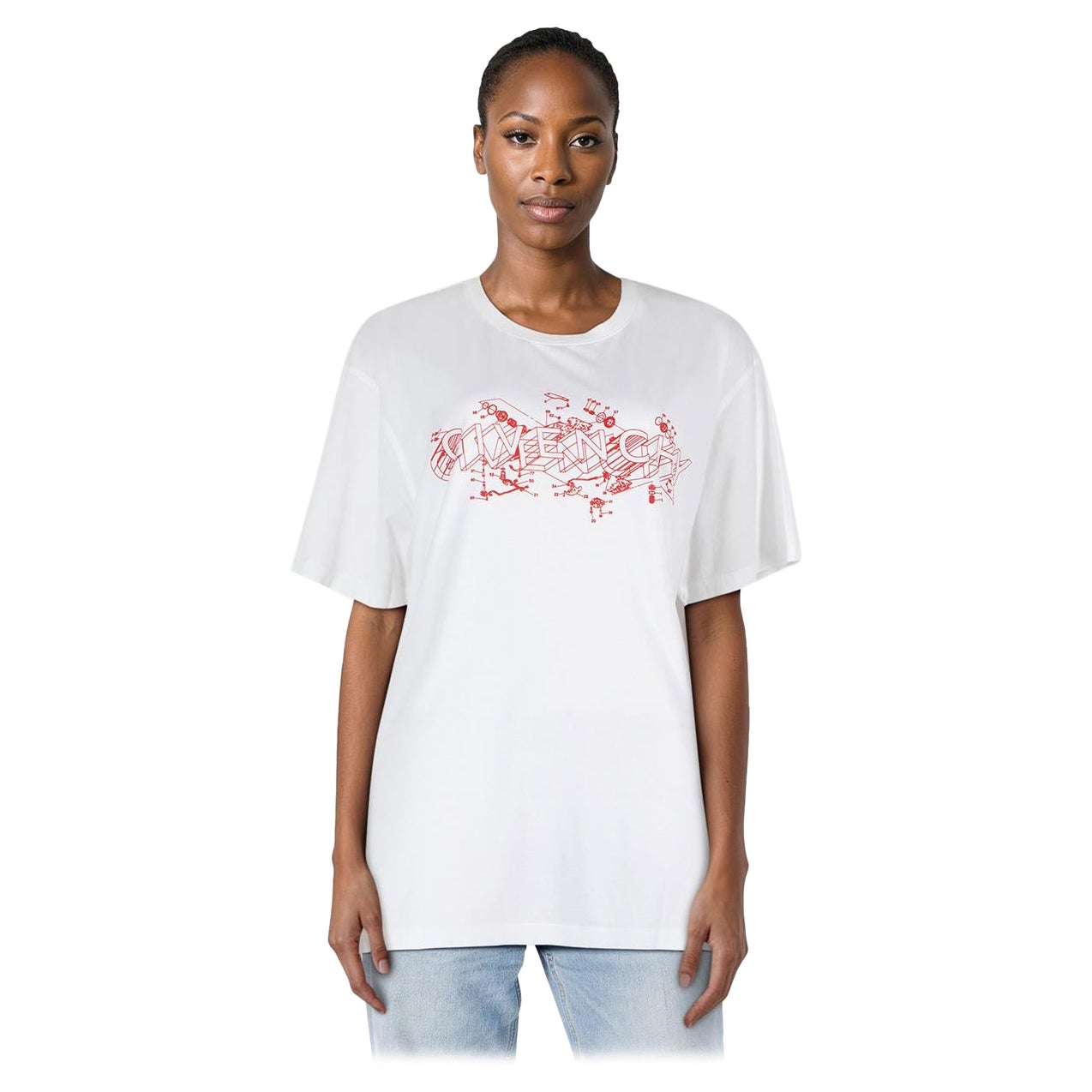 Givenchy Blanco Logotipo Impresión Gráfica Top Talla XL