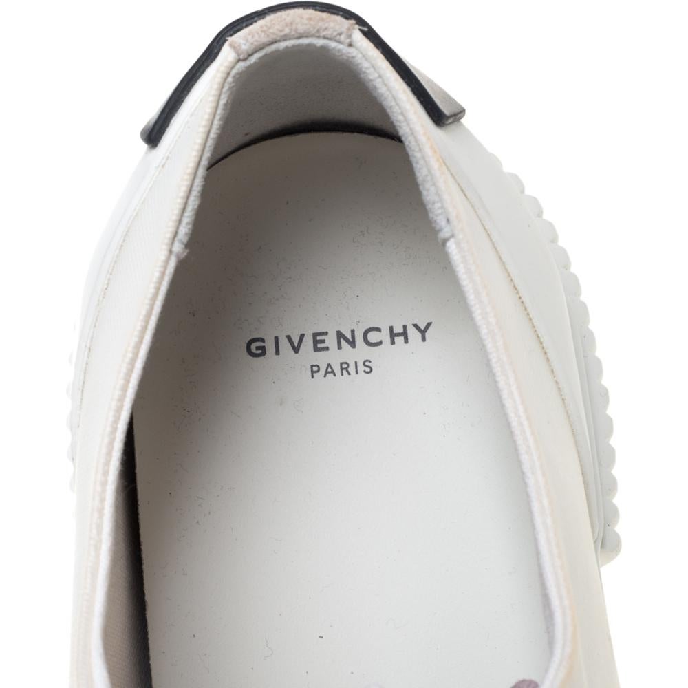 Gray Givenchy White Logo Print Coated Canvas Tennis Light Low Top Sneakers Size 44