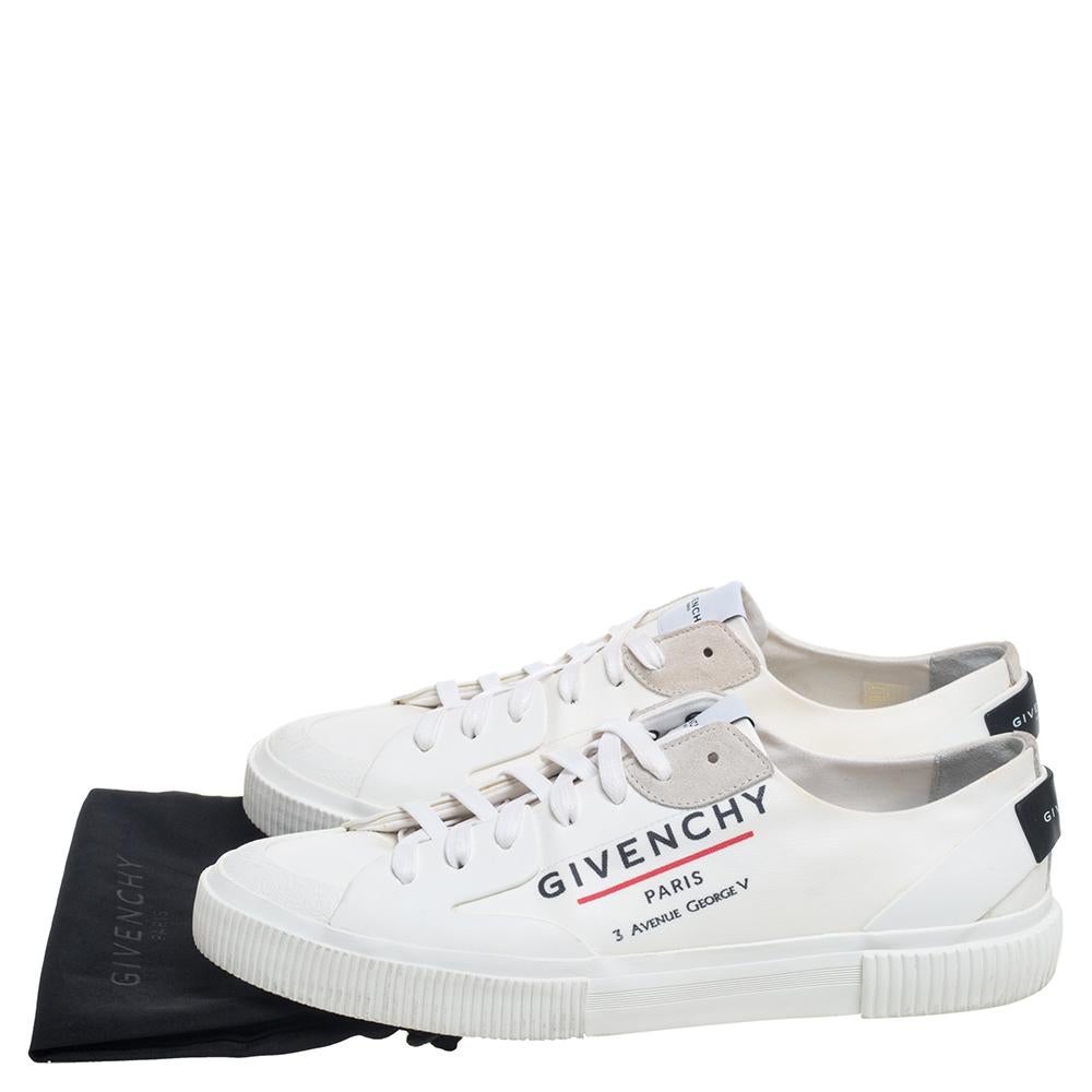 Men's Givenchy White Logo Print Coated Canvas Tennis Light Low Top Sneakers Size 44