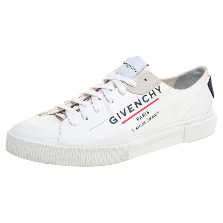 Givenchy White Logo Print Coated Canvas Tennis Light Low Top Trainers Size  44 at 1stDibs