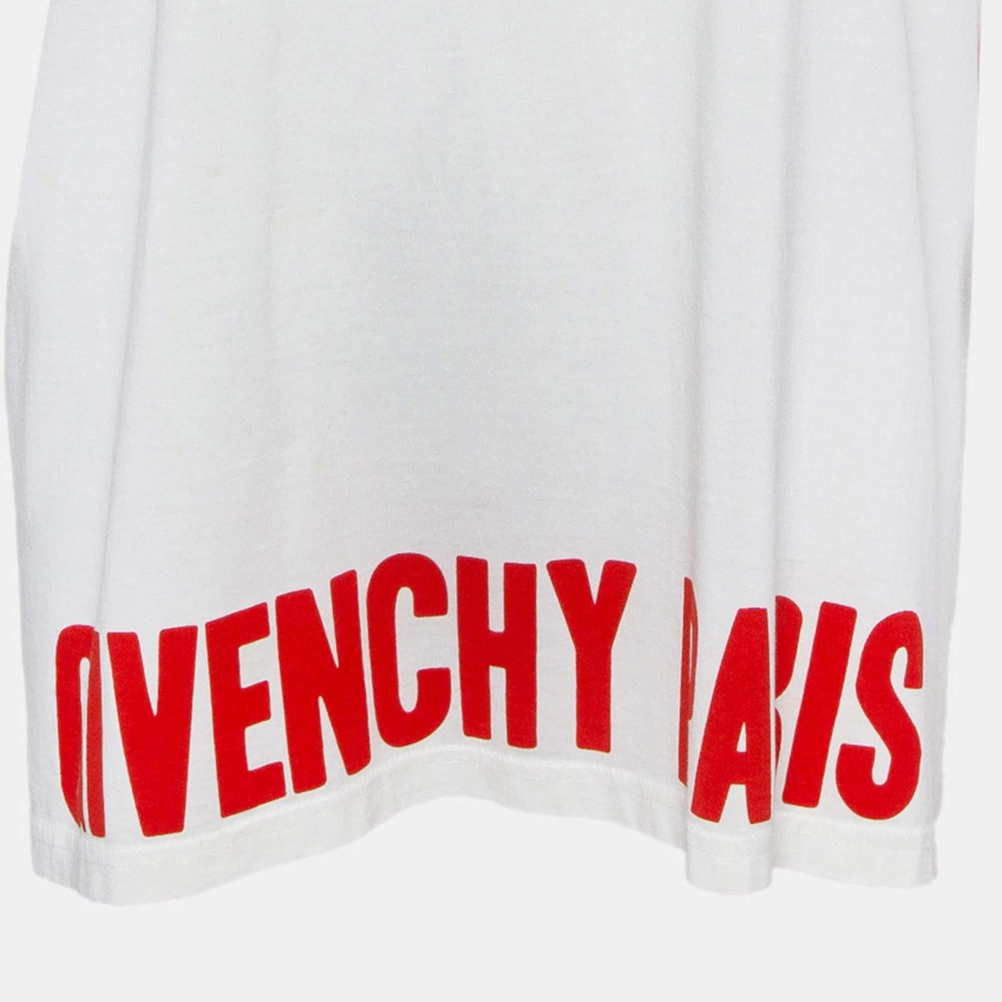 Gray Givenchy White Logo Print Jersey T-Shirt M For Sale