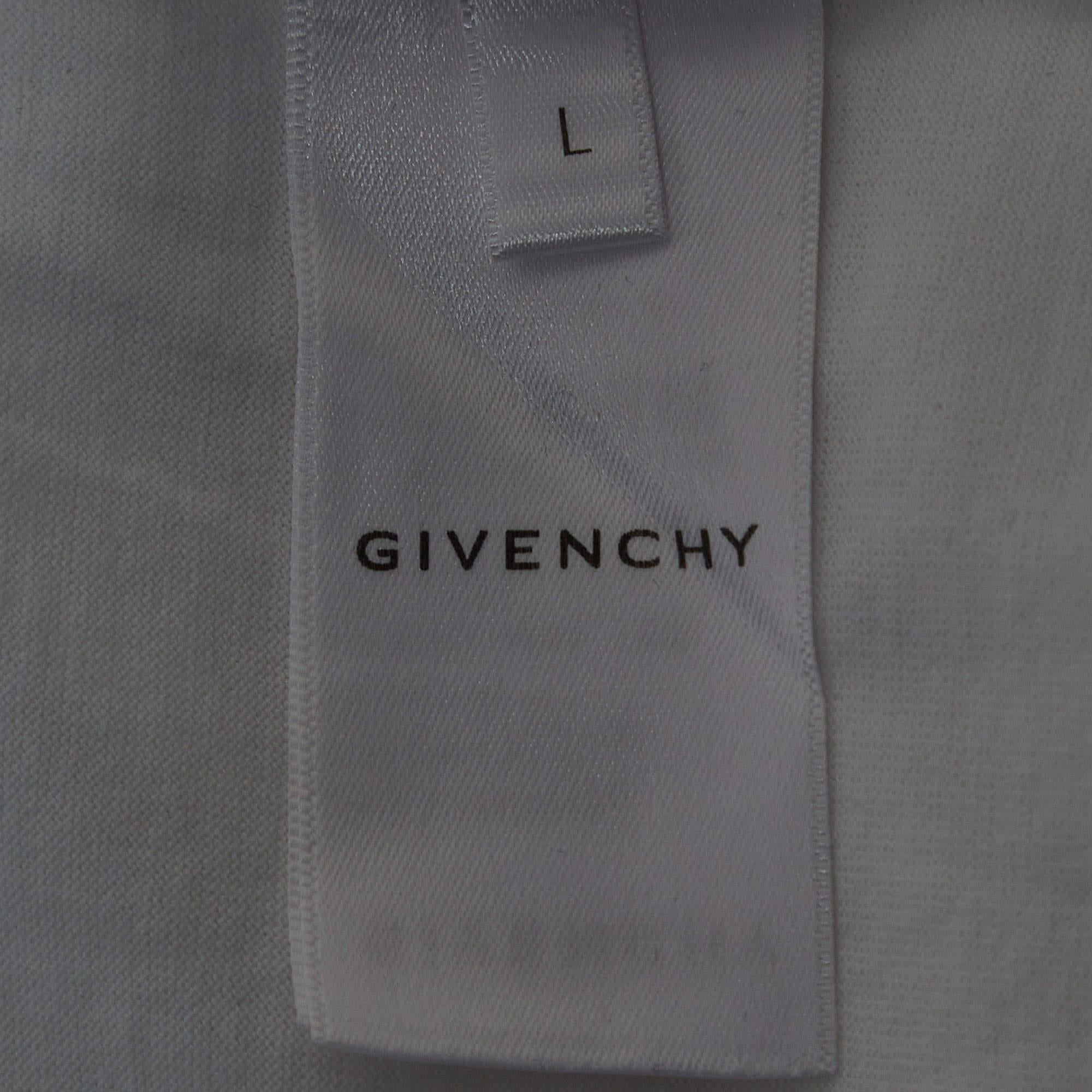 Givenchy White Logo Printed Cotton Oversized Fit T-Shirt L 1