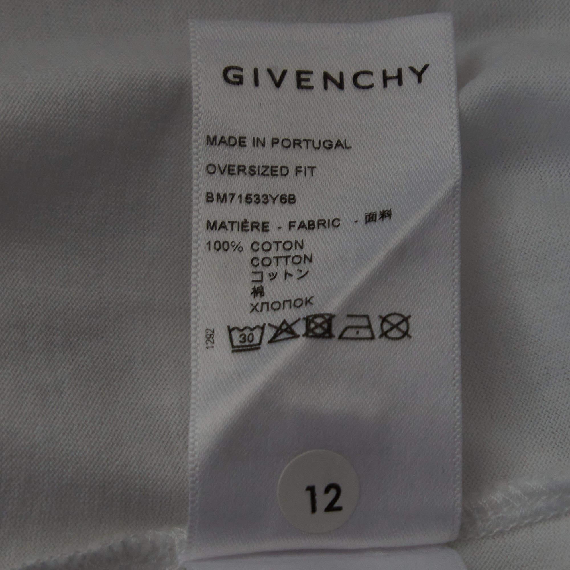 Givenchy White Logo Printed Cotton Oversized Fit T-Shirt L 2