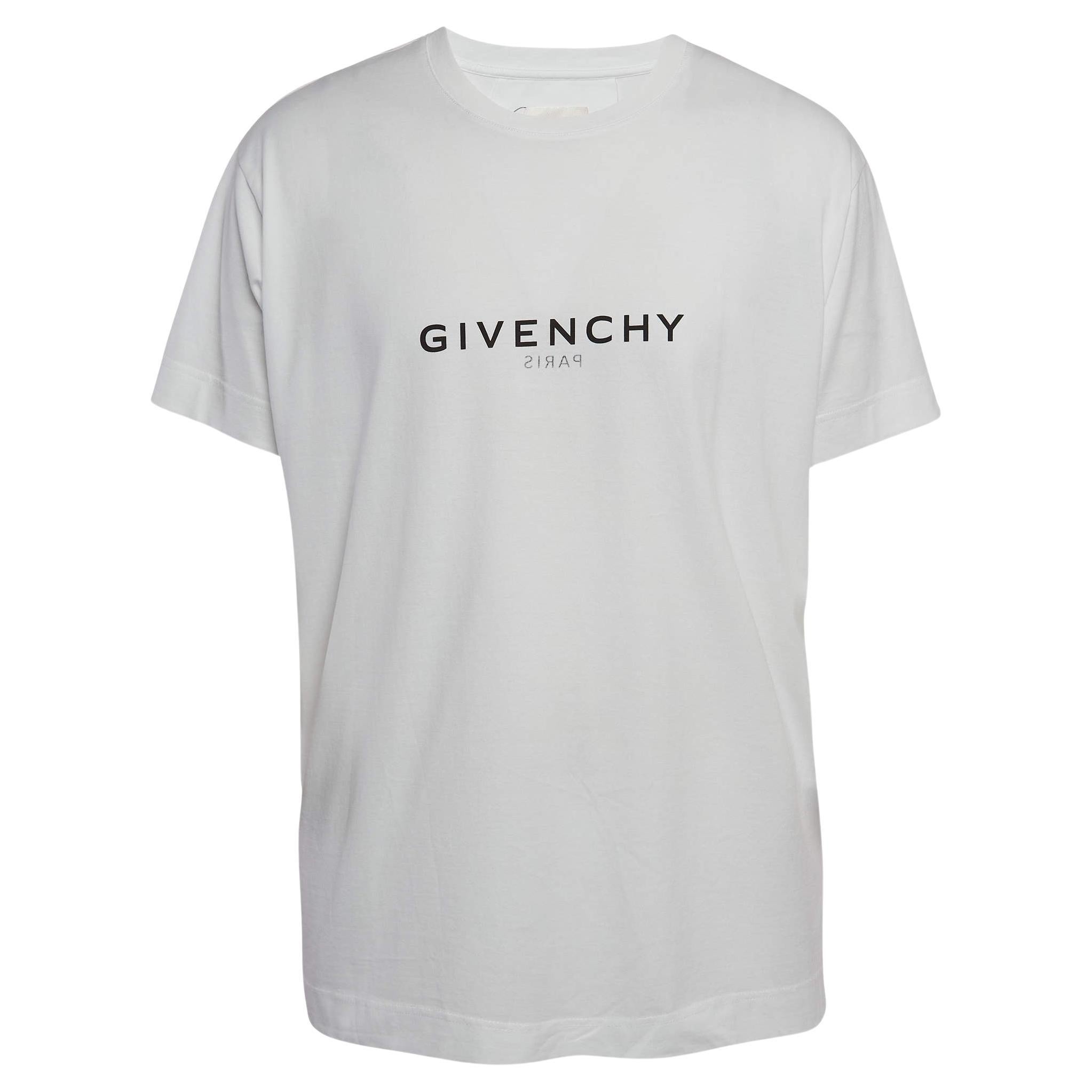 Givenchy White Logo Printed Cotton Oversized Fit T-Shirt L