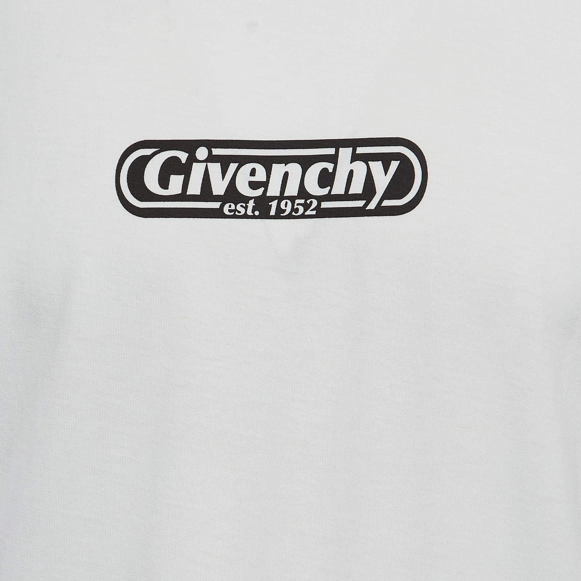 Men's Givenchy White Logo Printed Cotton Standard Fit T-Shirt L