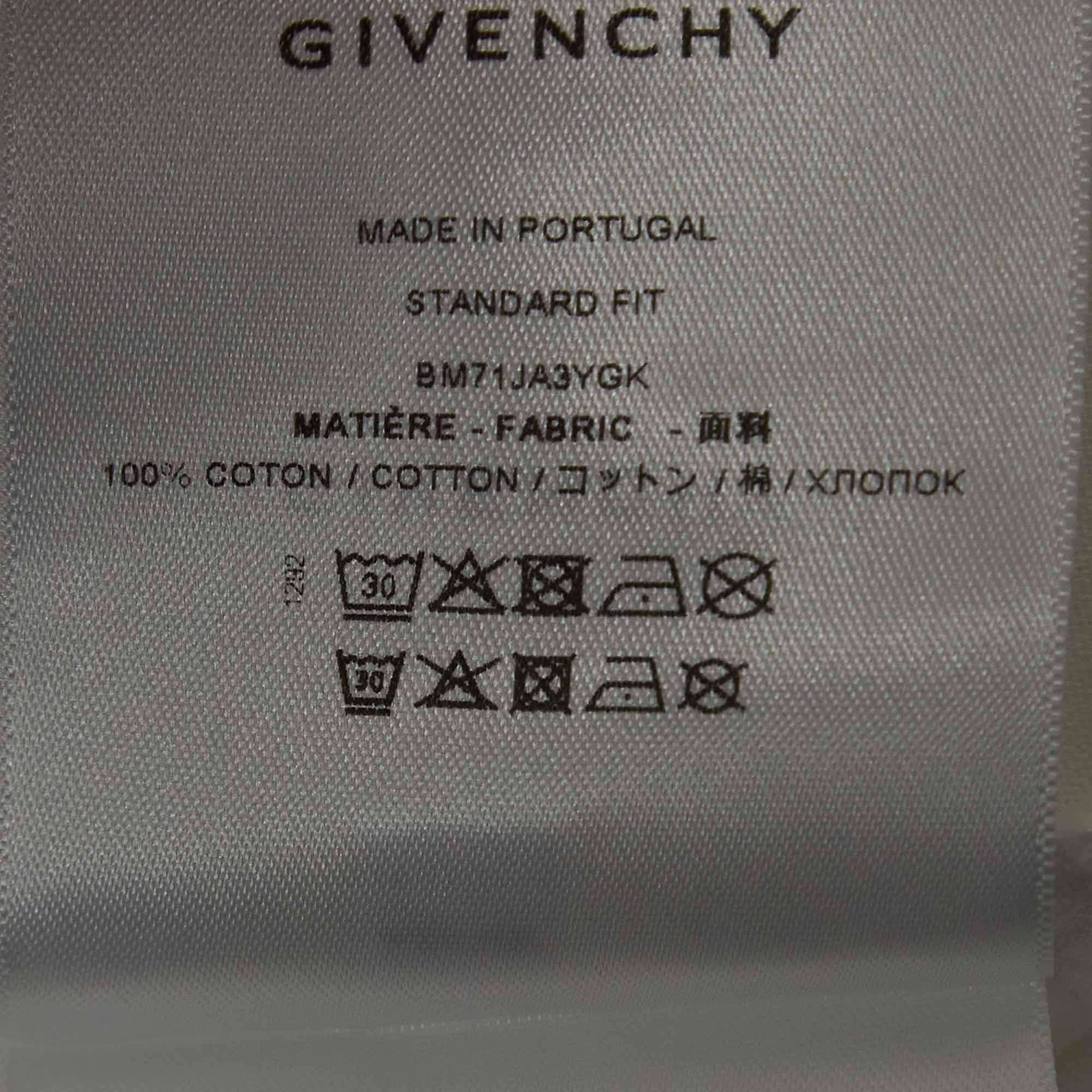 Givenchy White Logo Printed Cotton Standard Fit T-Shirt L 2